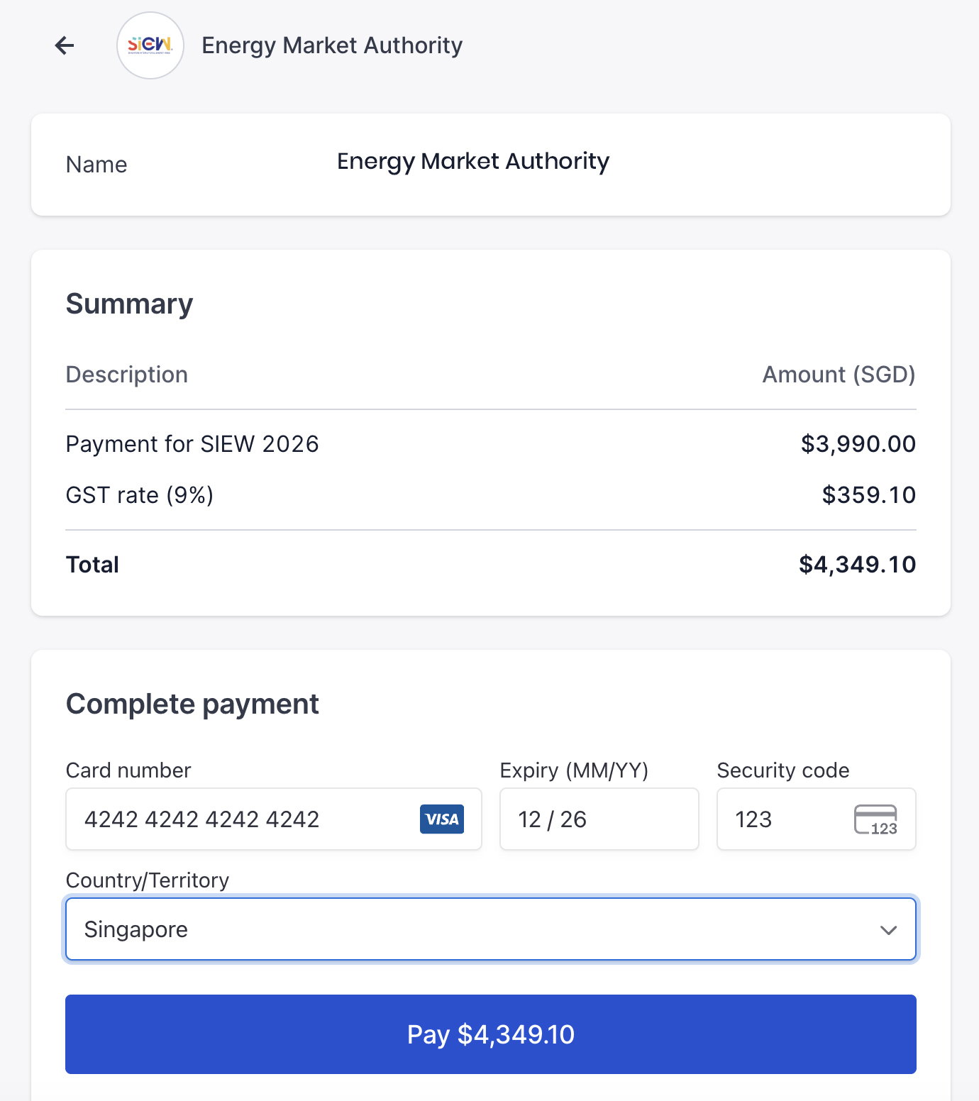 Registration screenshot