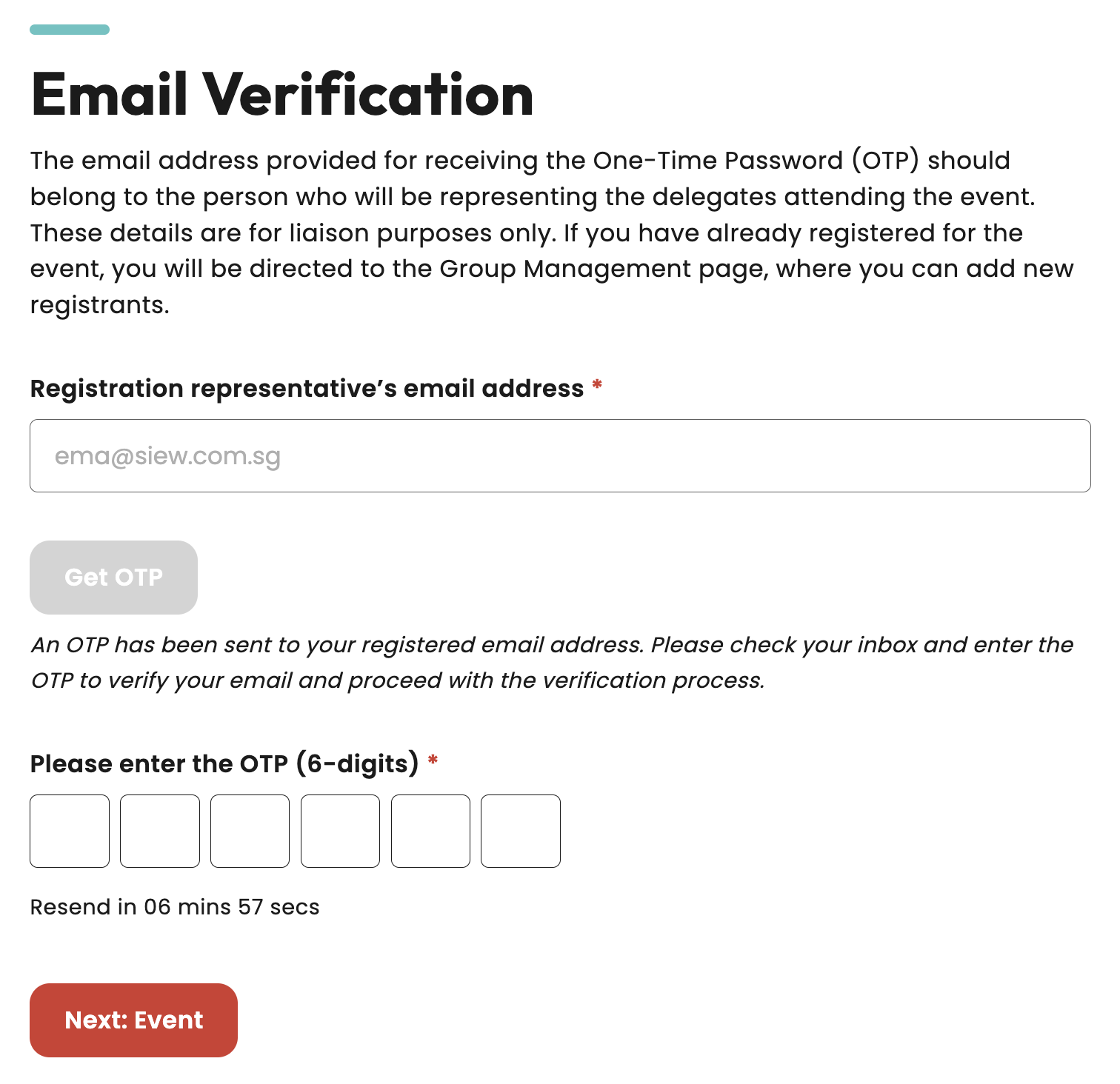 Registration screenshot