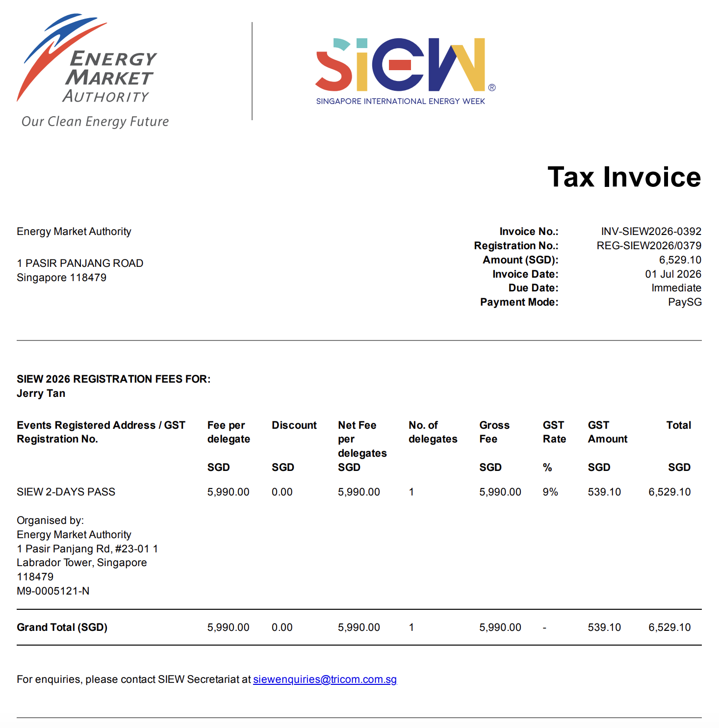 Registration screenshot
