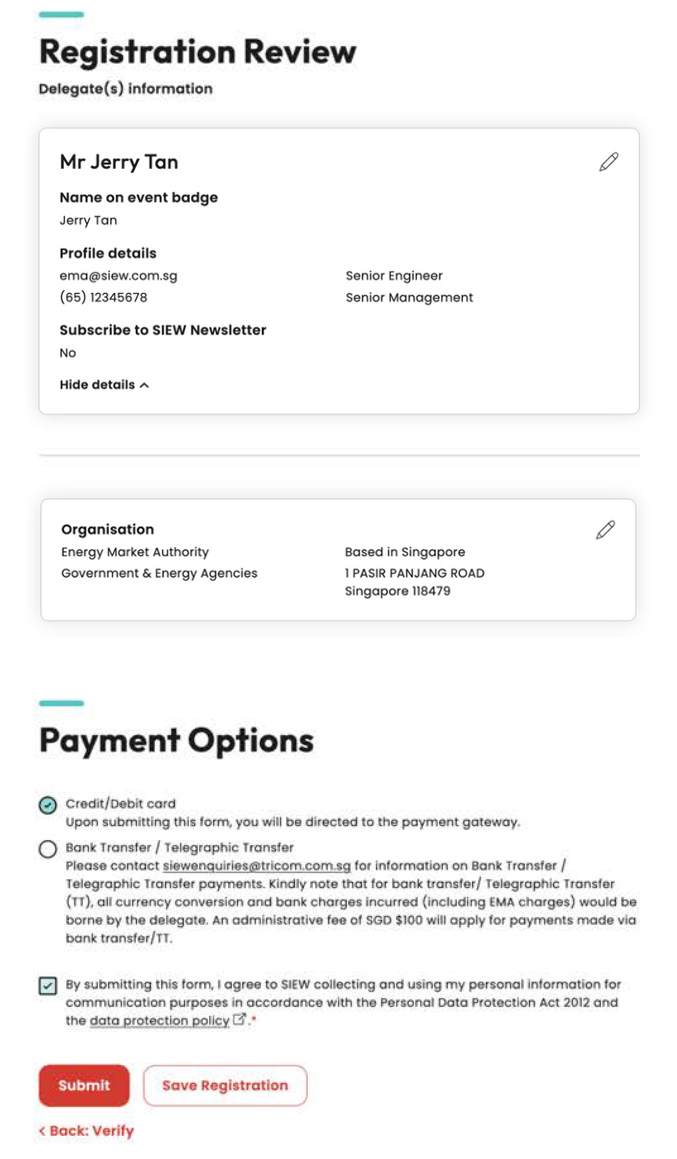 Registration screenshot