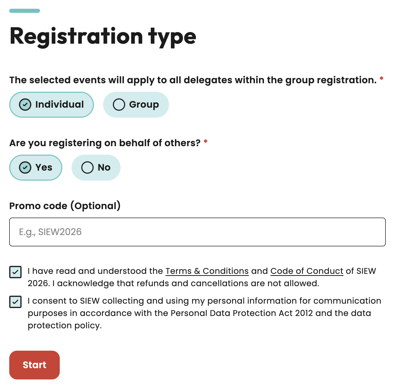 Registration screenshot