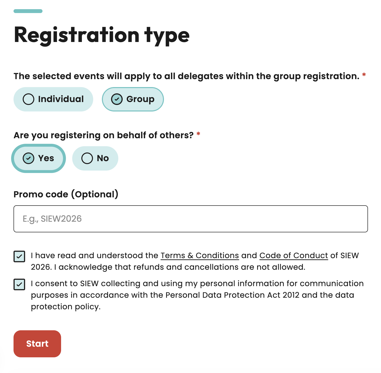 Registration screenshot