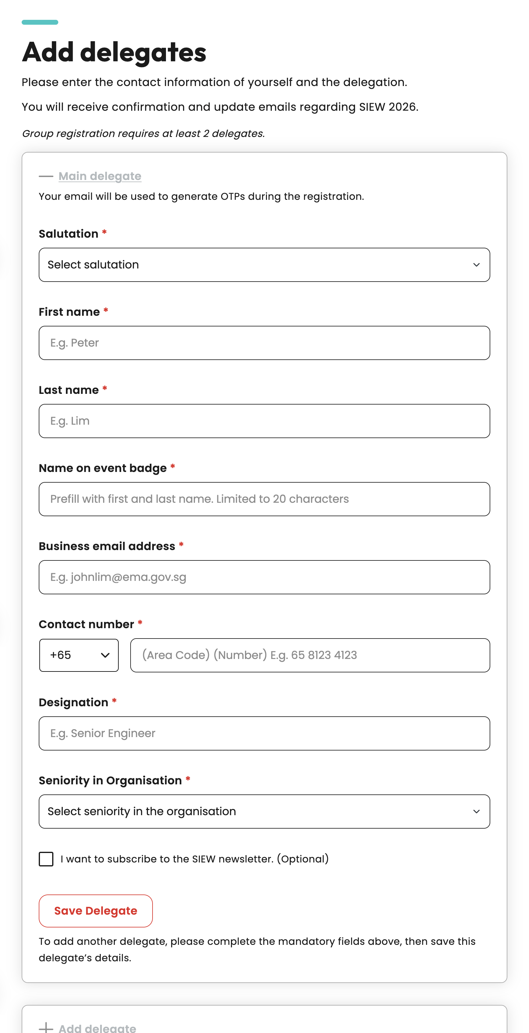 Registration screenshot